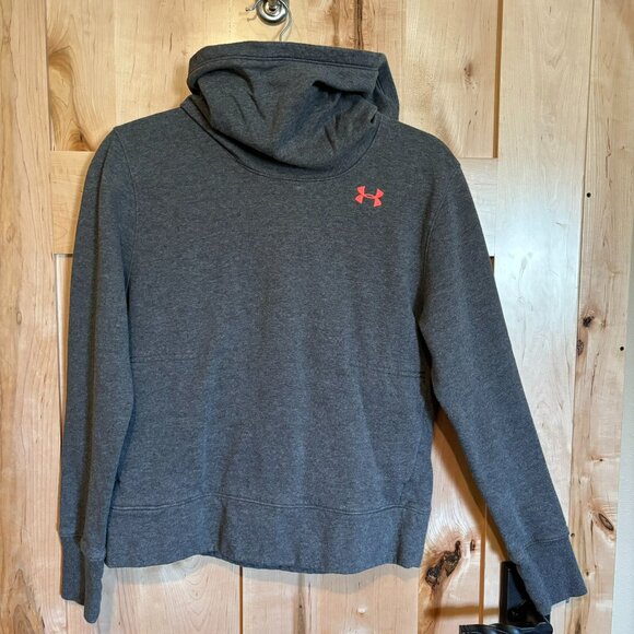UA Under Armour Cotton Funnel Neck Hooded Pullover Sweatshirt S Charcoal 1331725 - Picture 1 of 6
